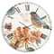 Designart 'Cottage Bird On Orange Flower Twig Farmhouse Wall Clock